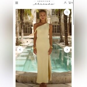 Butter Yellow Silk Off-Shoulder Dress